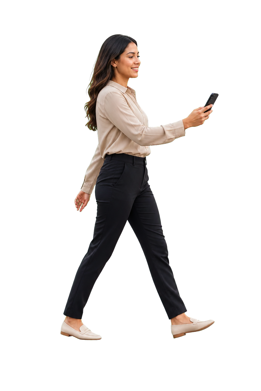 Mujer usando la app de ManHours para abrir una puerta